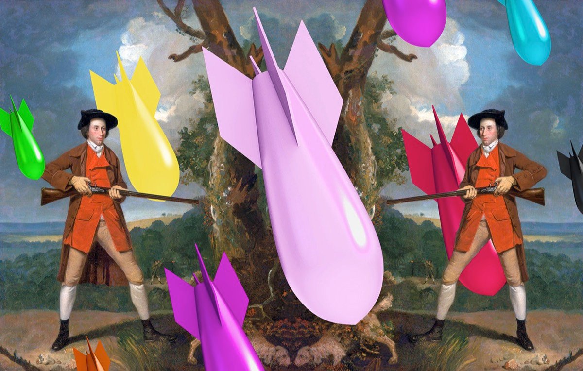 unexploded jeff koons on a landsacpe